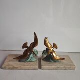Pair of greenhouses books art deco birds
