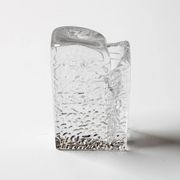 Mid-century Single Flower Textured Glass Block Bud Vase / Germany / 1960s