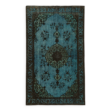 Overdyed Wool Vintage Handmade Carved Rug 169 cm x 288 cm