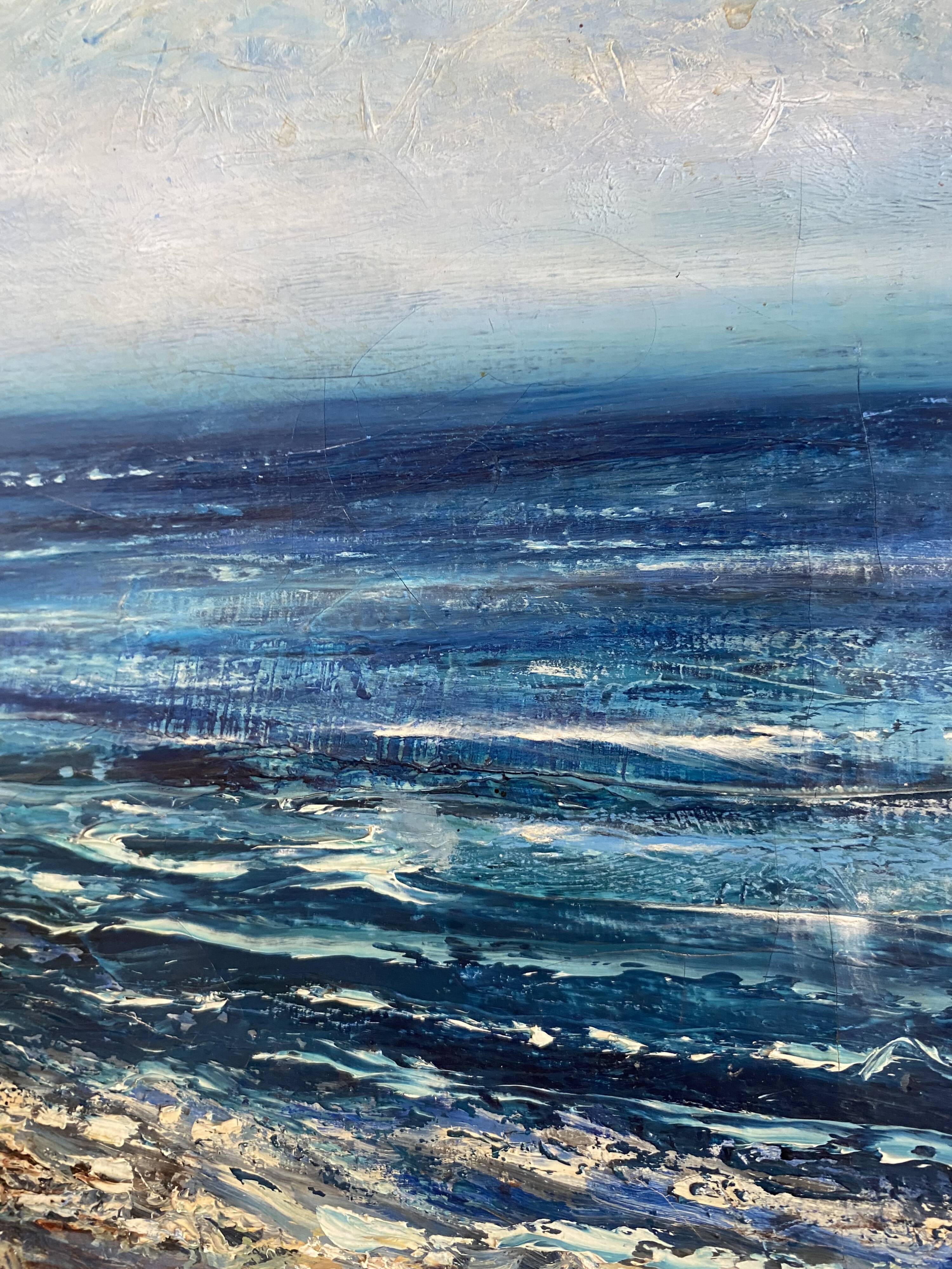 Tableau Huile sur toile plage de Sète  années 80