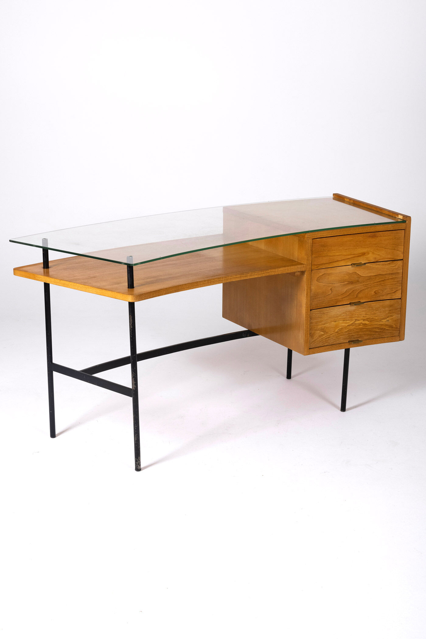 Bureau en bois et verre par Jean René Picard, 1960s