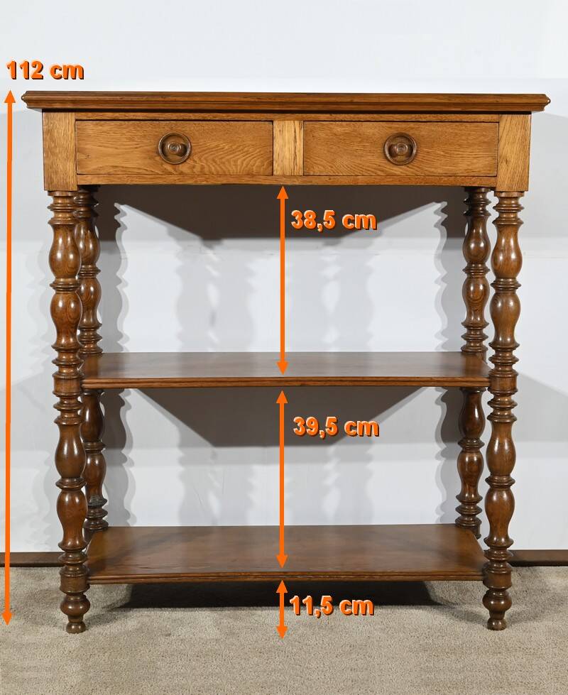 Desserte à hauteur d’appui, console en chêne, style Louis Philippe, 2ème partie du XIXème s.