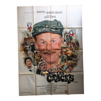 Affiche cinéma originale "Les Cracks" Bourvil, vélo 120x160cm 1968