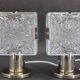 1970s Pair of Brass/Glass Table Lamps by Kamenicky Senov, Czechoslovakia