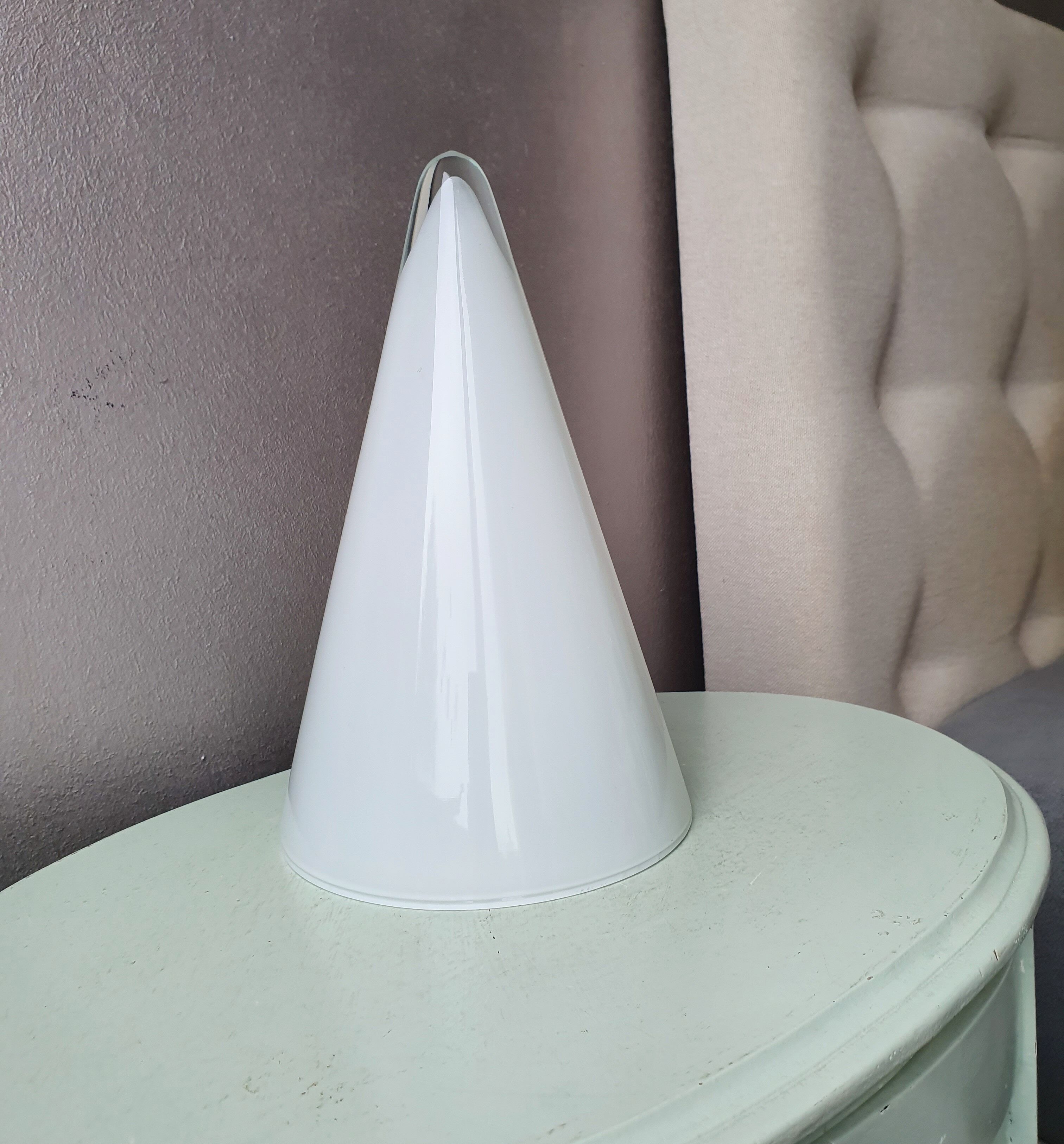 All glass white cone table lamp, 80