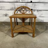Wicker and bamboo bedside table