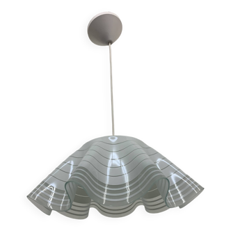 Lampe suspendue minimaliste en verre plié du milieu du siècle, années 1980