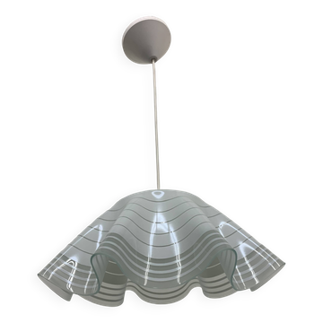 Mid-century minimalist folded glass hanging lamp, 1980’s