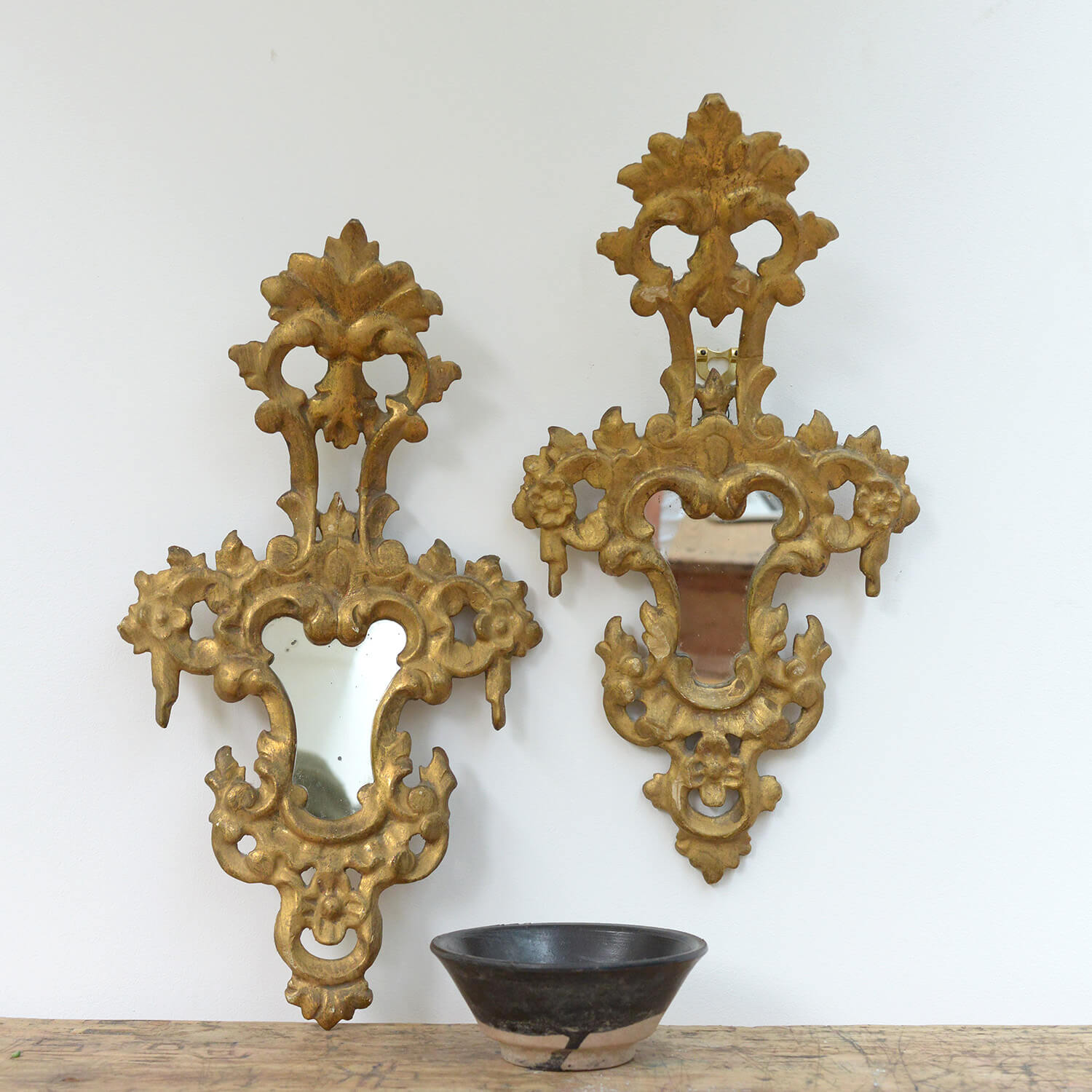 Pair of Venetian Mirrored Appliques Original Antiques