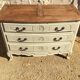 Louis XV style chest of drawers, patinated and waxed, natural wood top