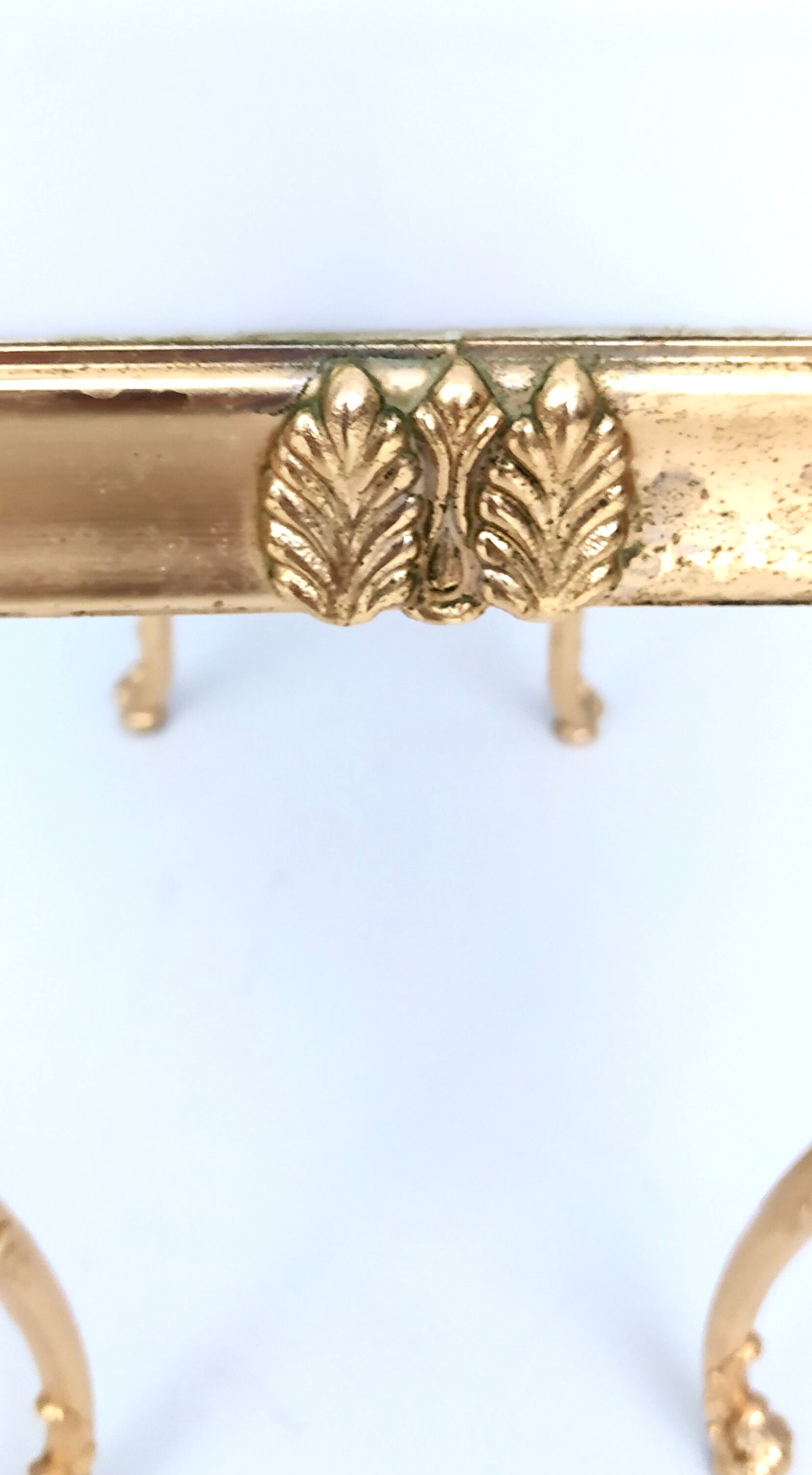 Midcentury White Plastic Seat Ottoman with Cast Brass Legs, Italy