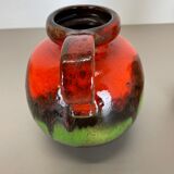 Set of Two Pottery Fat Lava Vases "Multi-Color" by Scheurich, Germany, 1970s