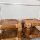 Pair of 70s bamboo bedside tables