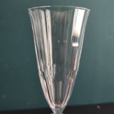 Coffret de 6 coupes à champagne françaises, Cristal d'Arques, modèle Diamantis