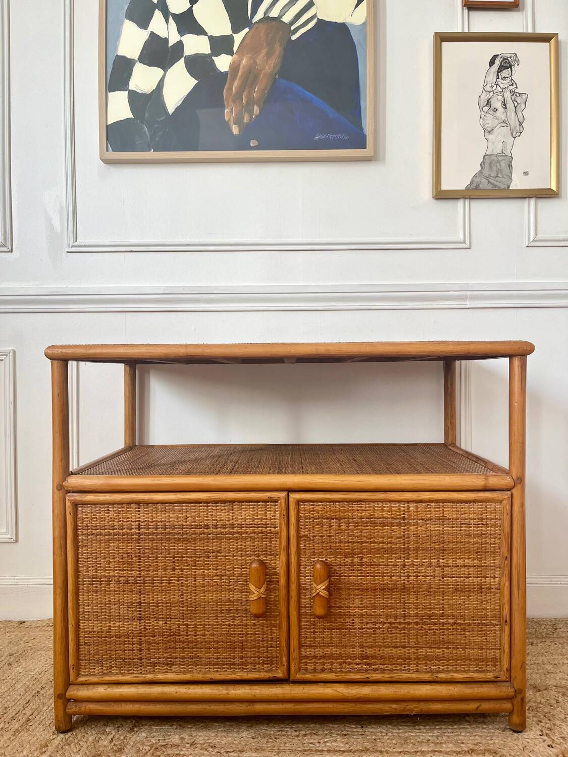 Bamboo and rattan sideboard, 1980s