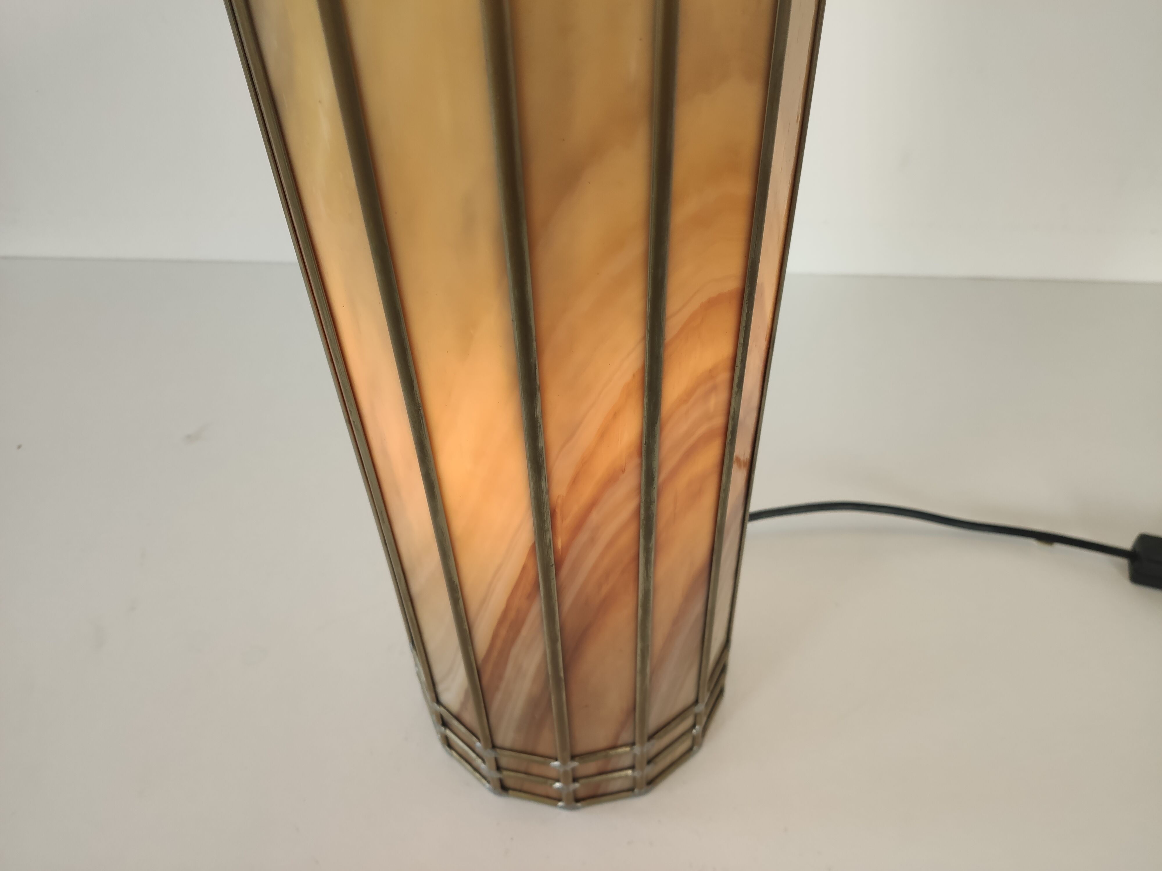Vintage glass and metal lamp, 70s