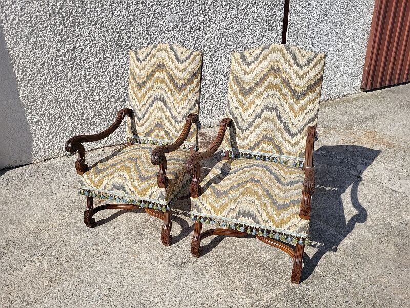 Pair of armchairs louis xiii of the xix th century
