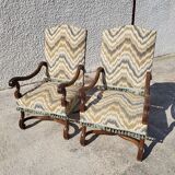 Pair of armchairs louis xiii of the xix th century