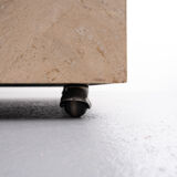 Square Travertine Cube on Wheels