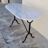 Cast iron bistro table and old oval marble top