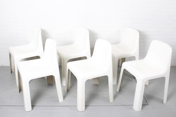 Ensemble de 6 chaises de salle à manger OZOO 700 en fibre de verre par Marc Berthier pour Roche Bobois, années 1970