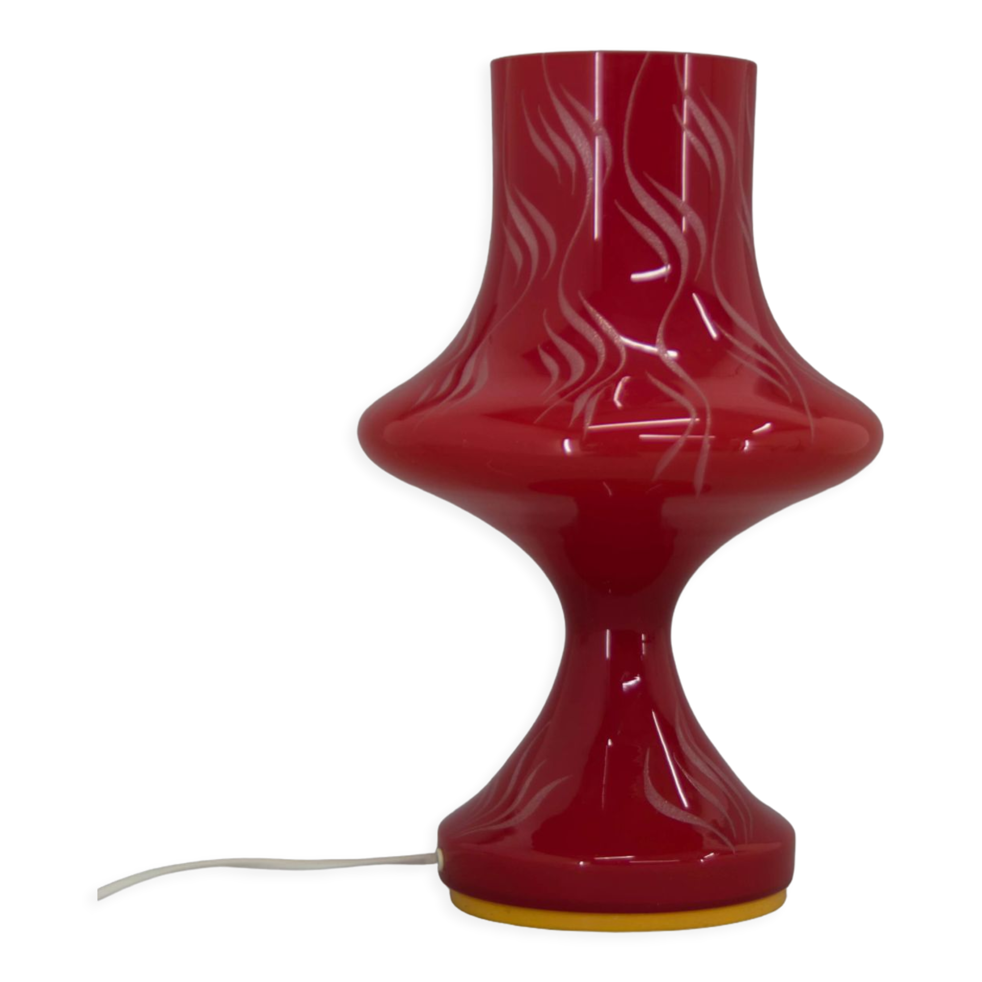 All Glass Red Table Lamp by Valasske Mezirici, 1970s