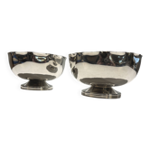 Pair of scalloped metal silver-plated cups Argenta France, mid-20th century.