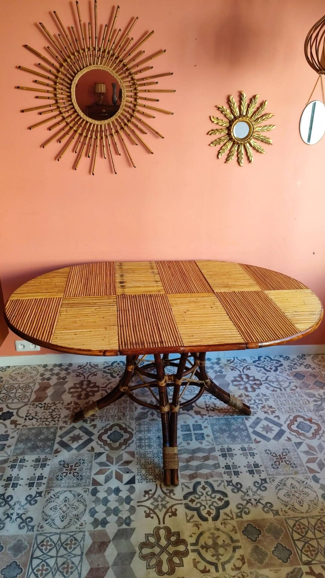 Table vintage en rotin