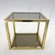 Table italienne en laiton et verre fumé du milieu du siècle, années 1970