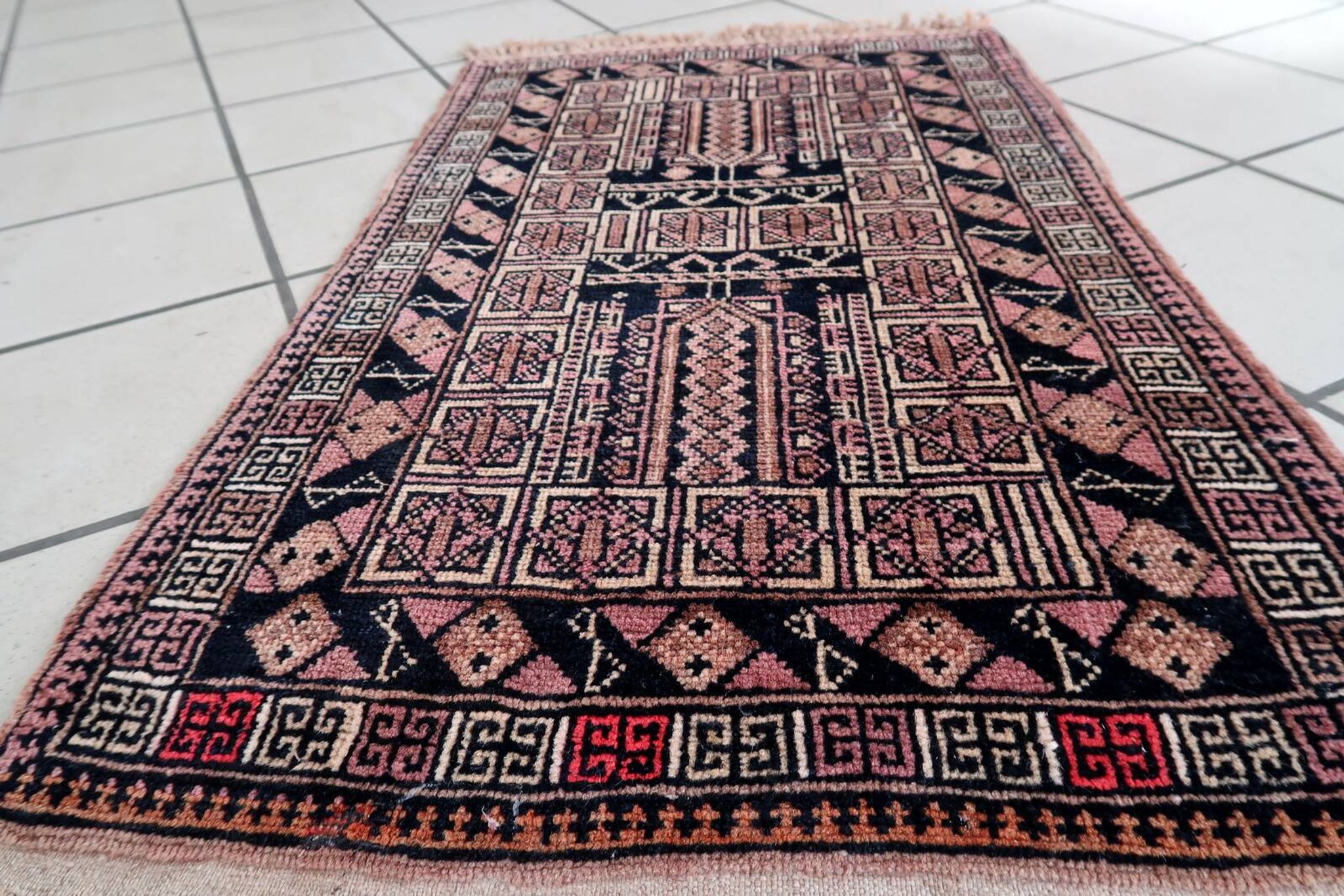 Tapis vintage fait main Baloutche 50x84 cm en laine - 1C1044