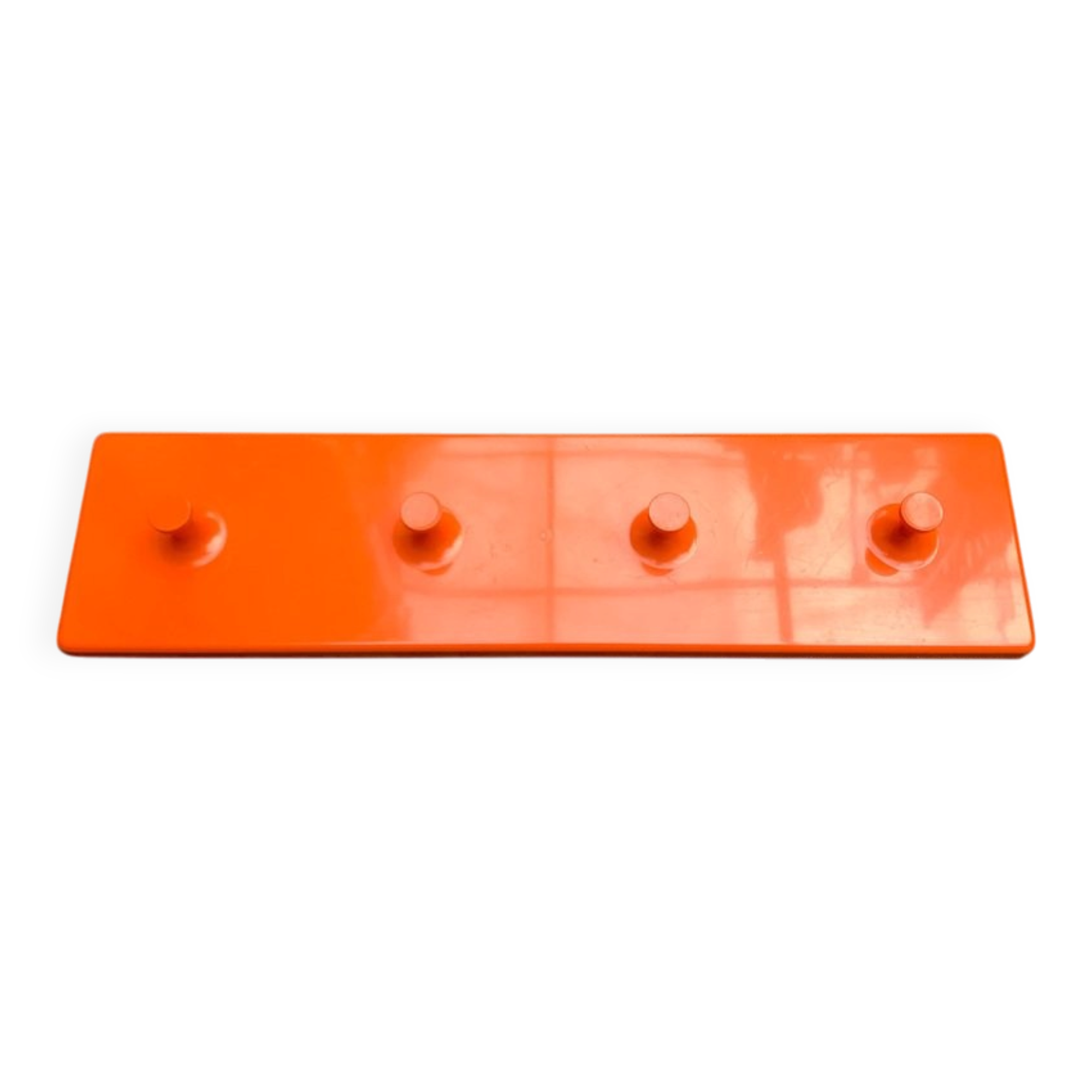 Orange coat rack from the mid-century space age, 1960s.