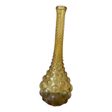 Amber-colored Empoli glass bottle/vase, 1970s