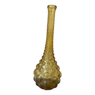 Bouteille/vase En Verre Empoli Couleur Ambre,,annees 70