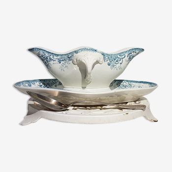 Saucière de la faïencerie Sté Amandinoise modèle Printania, terre de fer - Antique French Vintage