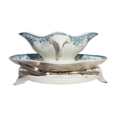 Saucière de la faïencerie Sté Amandinoise modèle Printania, terre de fer - Antique French Vintage