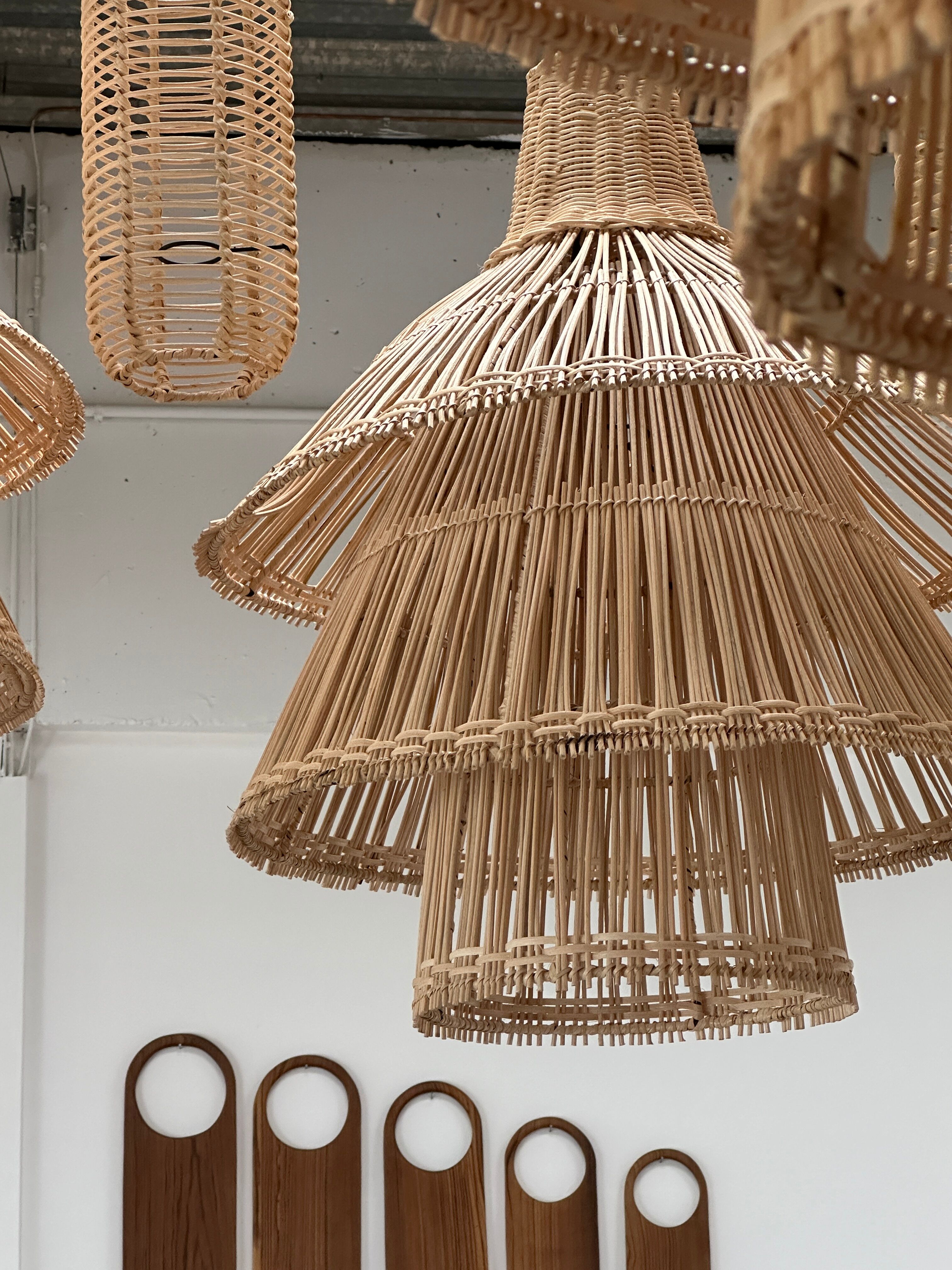 Rattan pendant lamp or light in the shape of an Asian lantern