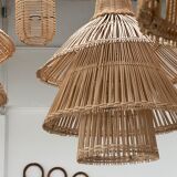 Rattan pendant lamp or light in the shape of an Asian lantern
