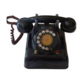 Telephone in black and metal bakelite, ART DECO, circa 1939, collector