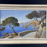 Painting signed Xavier SAGER 1881-1969 Route de Nice view of the port