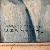 Huile sur panneau, violon sur table, signée Charles-Pierre Bernard