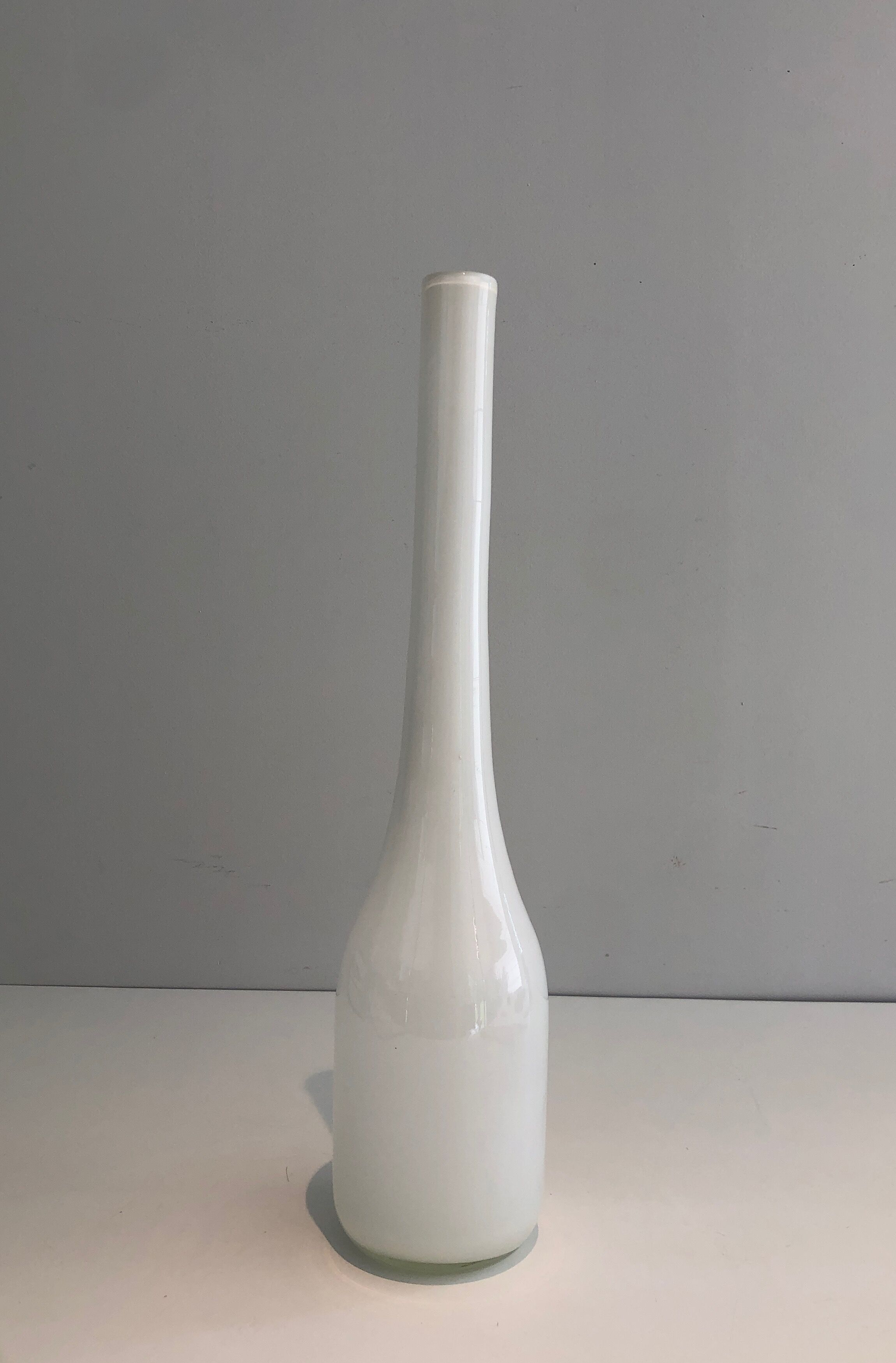 White opaline glass vase