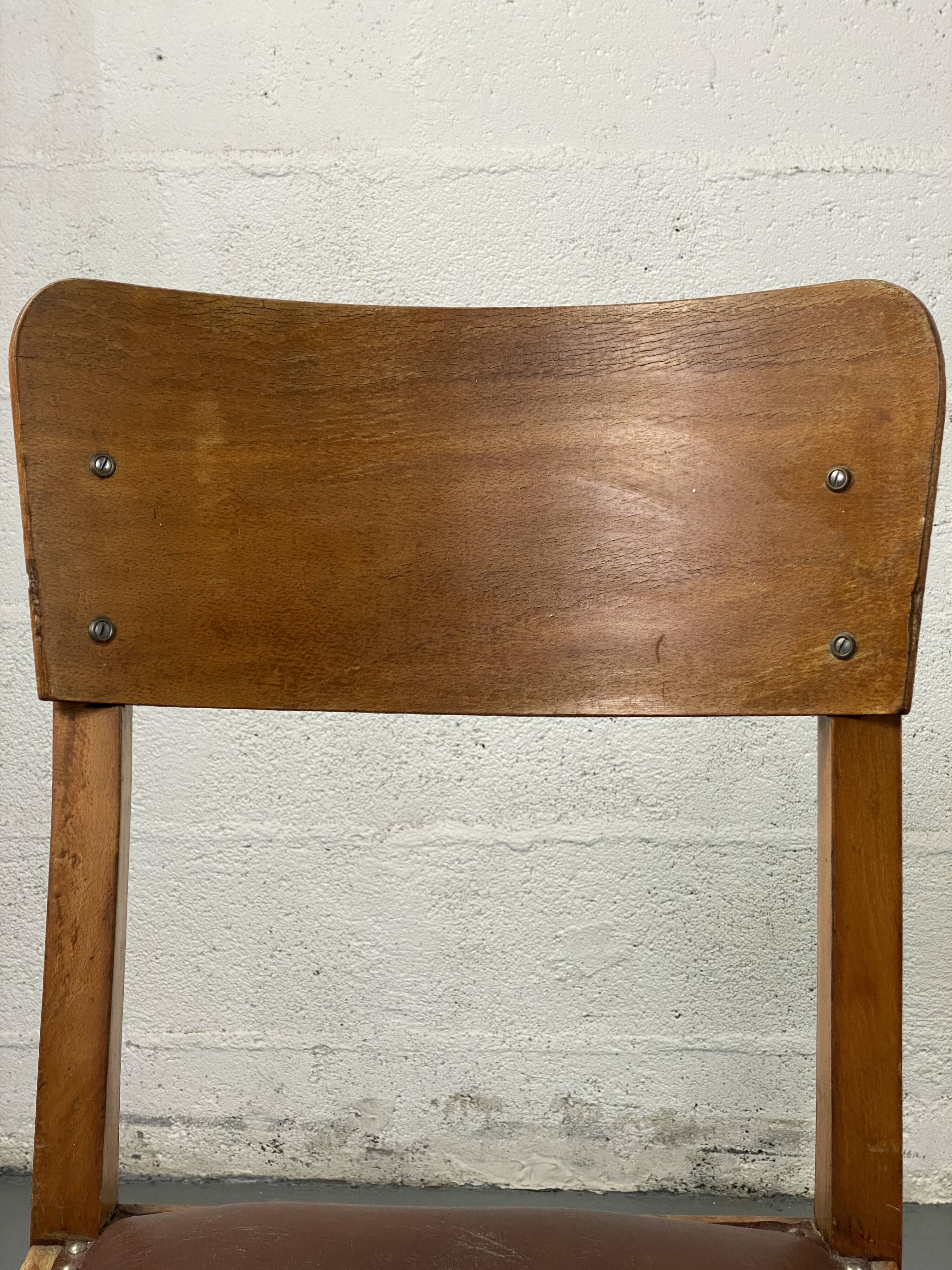 Wooden and leather chairs