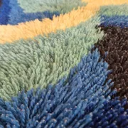 Vintage blue Space Age carpet from the 1970s in long pile wool.