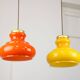 Mid-century italian glass & brass pendant lamps, set of 2