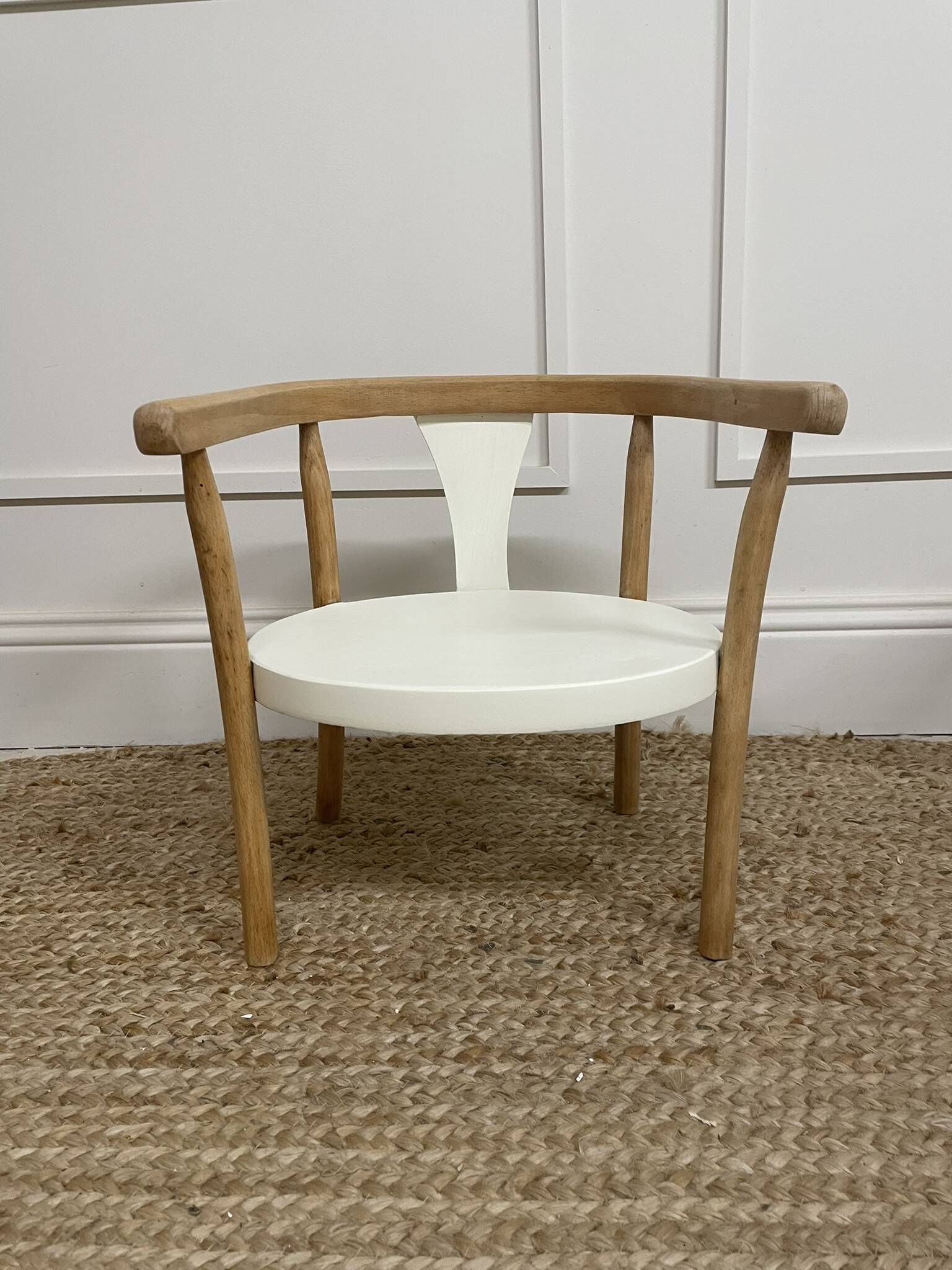 Fauteuil enfant type Baumann bois & blanc