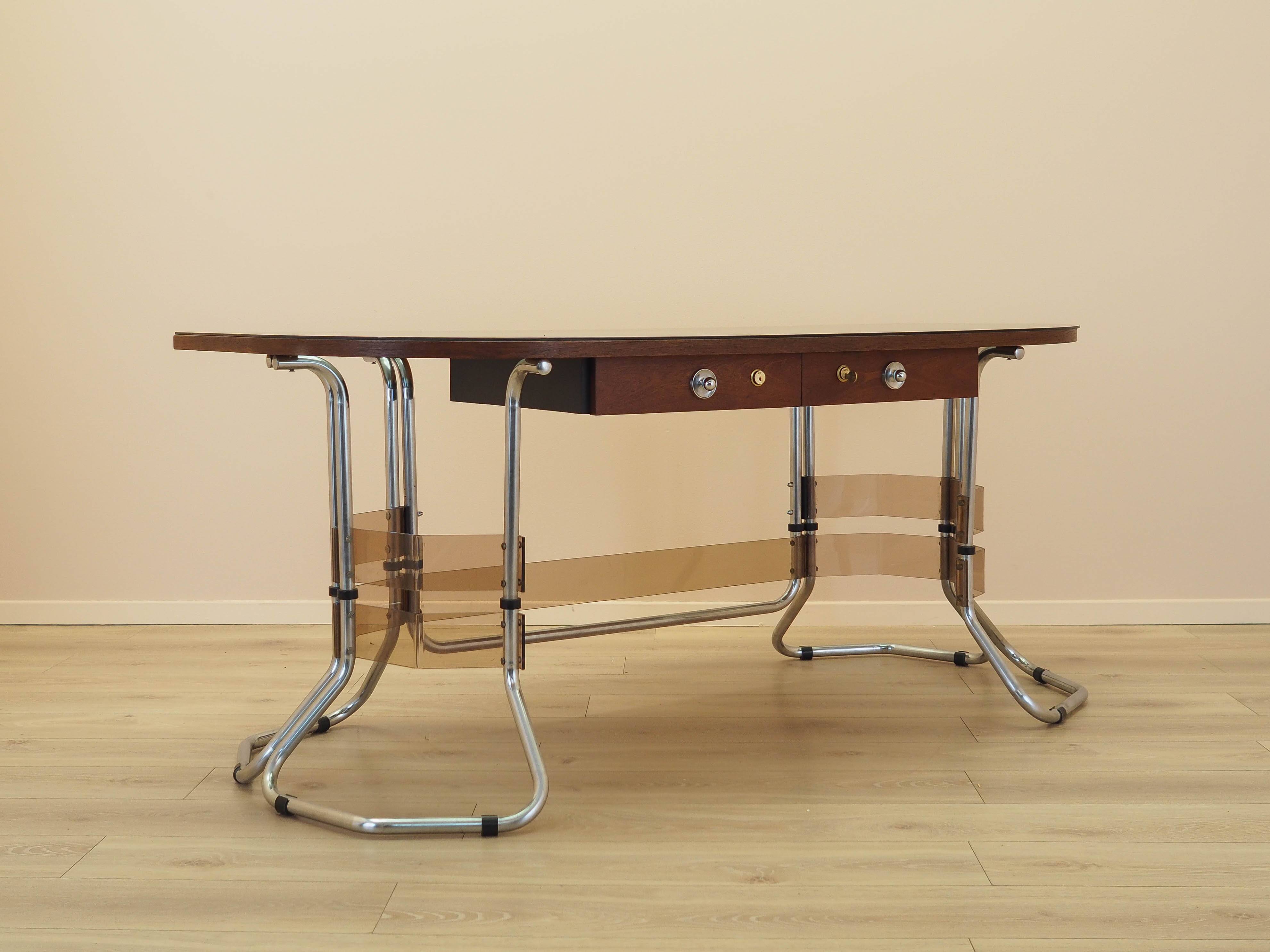 Mahogany desk, Italian design, 1980s, made in Italy