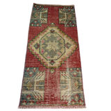 Vintage turkish pastel mini rug  98 x 45 cm