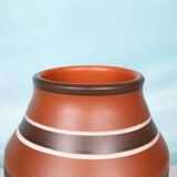 Vintage handmade ceramic vase, terracotta and oil.