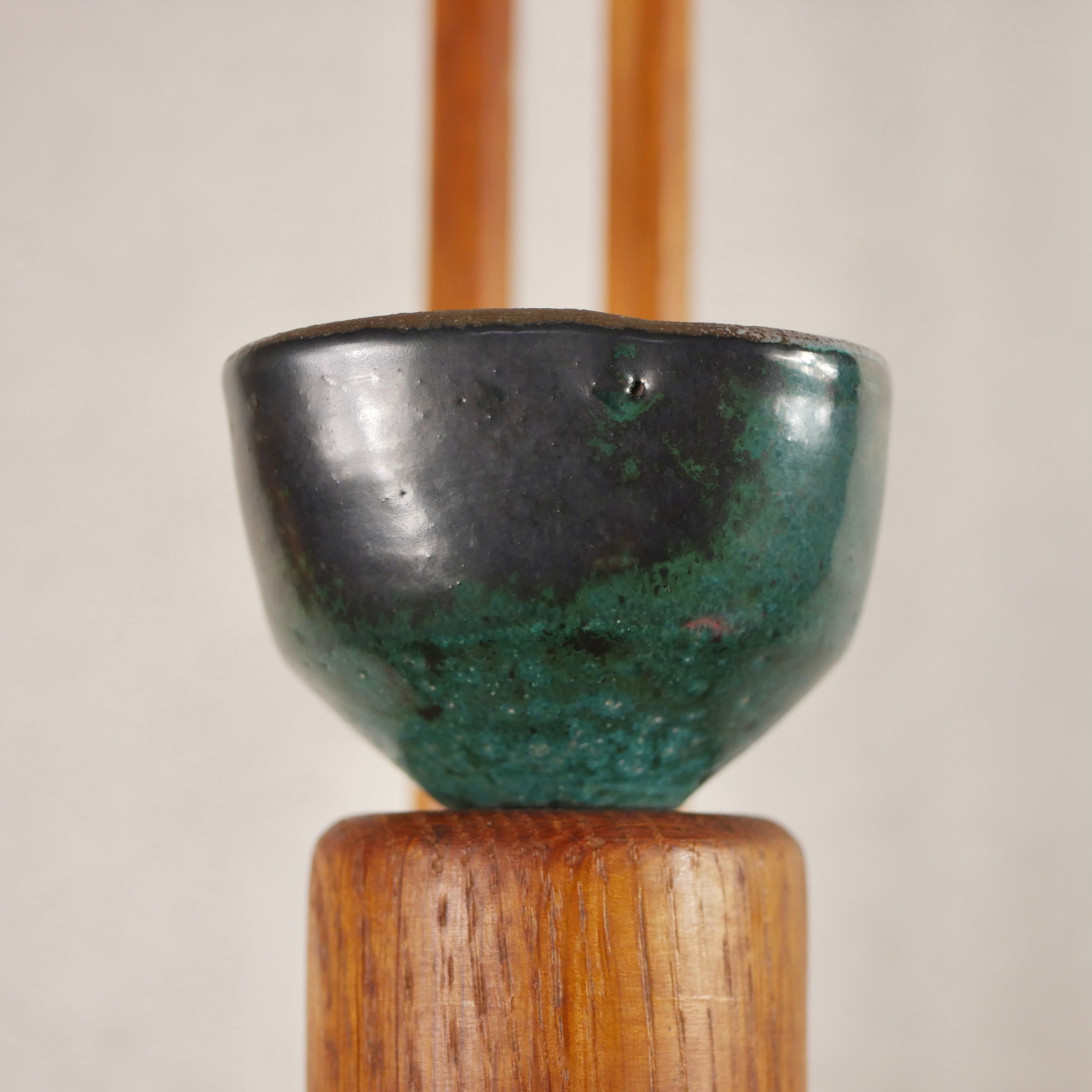 Wall lamp in oak and ceramic Guillerme and Chambron