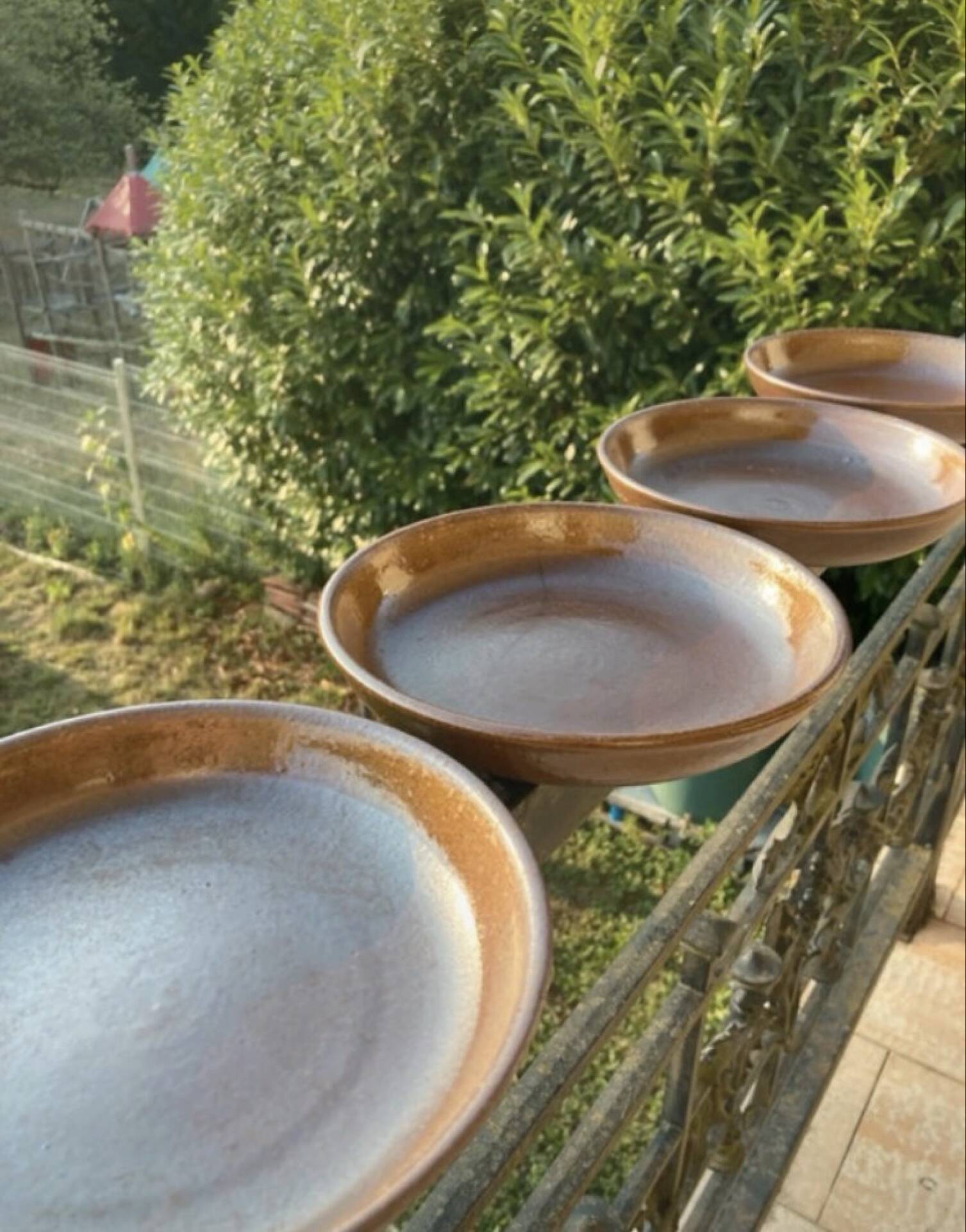 Organic earthenware deep plates from Gré du Marais, France.